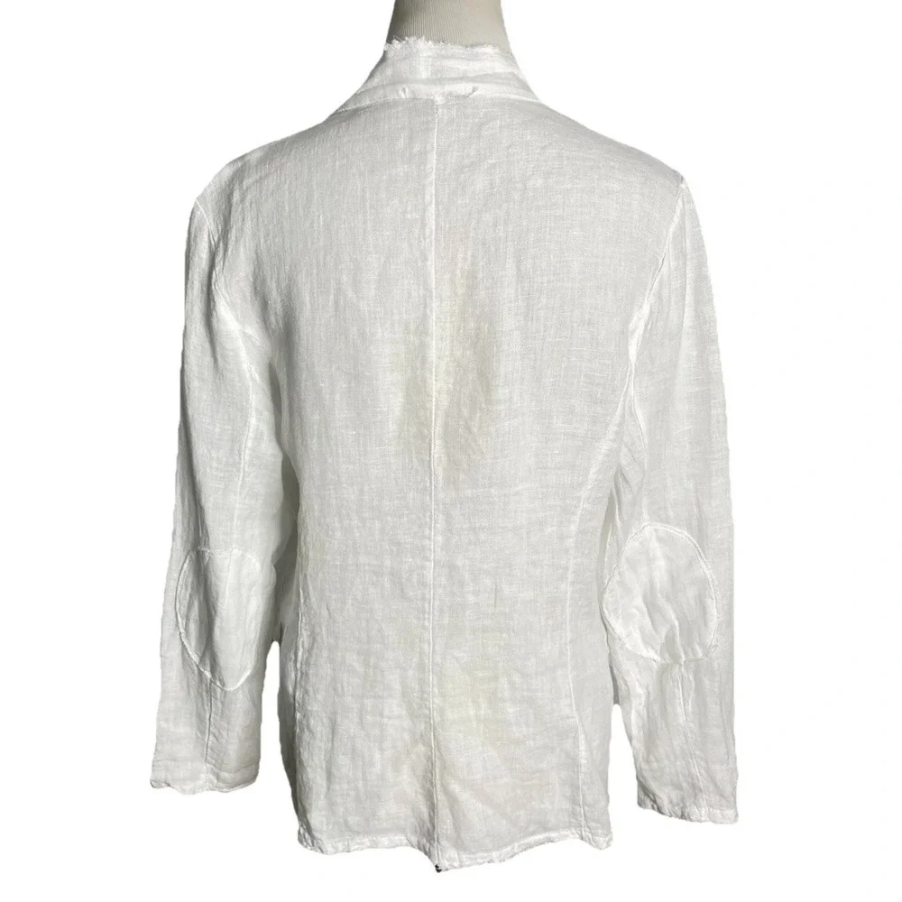 Meo Meli White‎ Linen Jacket Lagenlook Scandi Designer Lux Coastal  Italy Medium - Picture 2 of 4